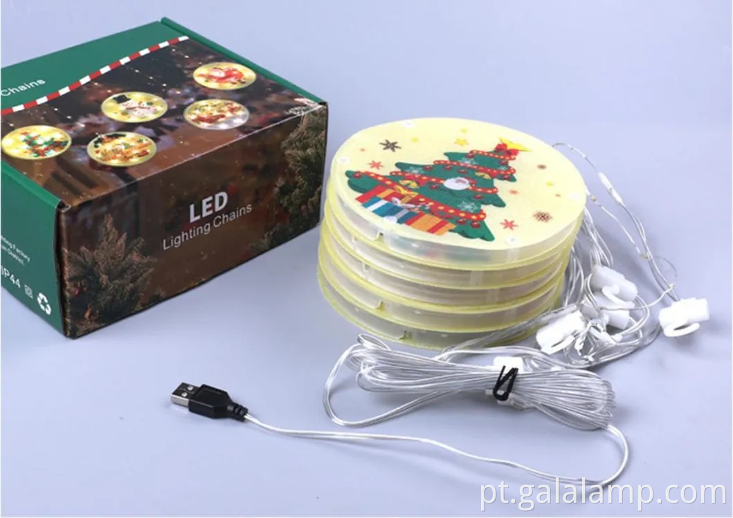 Luzes de fadas LED encantadoras com projetos de Papai Noel e Elk